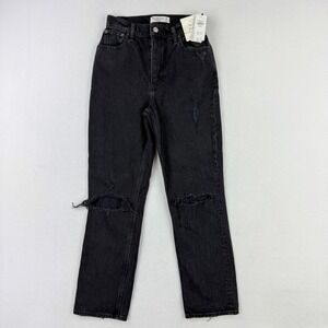 Abercrombie & Fitch Curve Love 90s Size 25 Womens Straight Ultra High Rise Black
